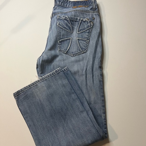 EUC Marc Ecko Jeans Mens 34x30 Boot Cut N Sew Denim Distressed/Worn Jeans (A2) - Picture 1 of 11